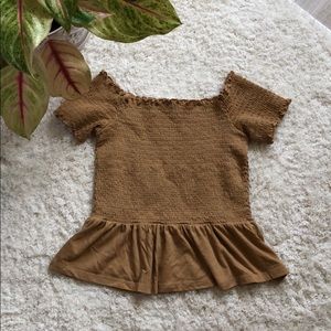 American Eagle Smocked off the Shoulder Top